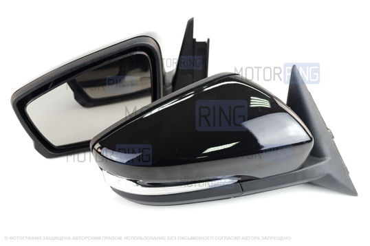 Черные лаковые боковые зеркала в стиле Гранты с Эконом регулировкой и повторителем поворотника для ВАЗ 2104, 2105, 2107_1