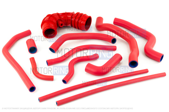 Патрубки двигателя армированный каучук красные для 8 кл ВАЗ 2110, 2111, 2112_1