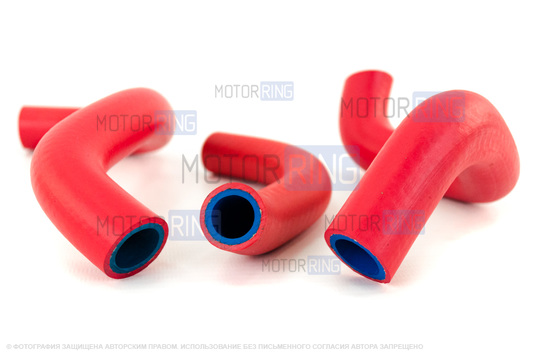 Патрубки двигателя 21082 армированный каучук красные для инжекторных ВАЗ 2108-21099, 2113-2115