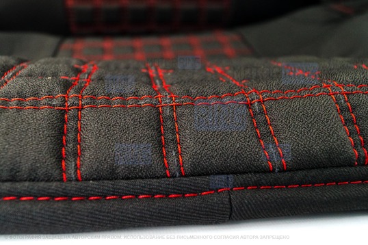 Обивка сидений (не чехлы) черная ткань, центр из ткани на подкладке 10мм с цветной строчкой Ромб, Квадрат для ВАЗ 2107