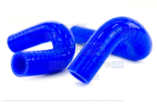 Патрубки печки силиконовые синие под алюминиевый радиатор для инжекторных ВАЗ 2101-2107