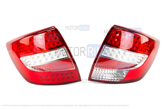 Диодные красно-белые фонари TheBestPartner с простым LED-поворотником для Лада Гранта, Гранта FL седан_1