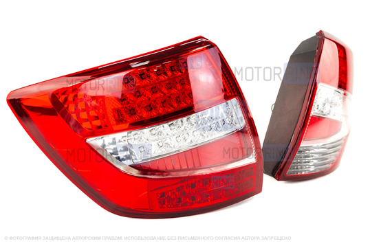 Диодные красно-белые фонари TheBestPartner с простым LED-поворотником для Лада Гранта, Гранта FL седан