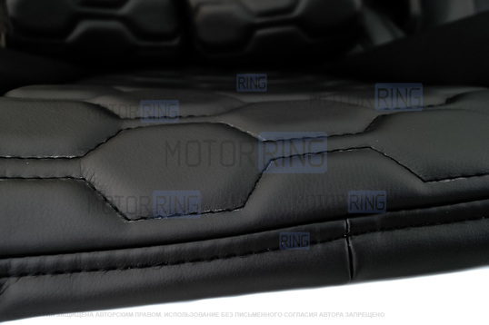 Обивка (не чехлы) сидений Recaro экокожа гладкая с цветной строчкой Соты для ВАЗ 2108-21099, 2113-2115, 5-дверной Нива 2131