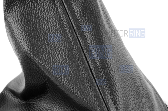 Ручка КПП Sal-Man с пыльником и рамкой хром в стиле Весты с черной прострочкой для Лада Калина 2, Гранта, Датсун с кулисой (прямоугольный шток)