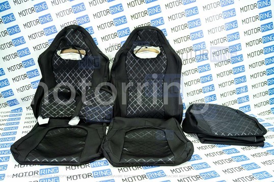 Обивка (не чехлы) сидений Recaro (черная ткань, центр Скиф) для ВАЗ 2110, Лада Приора седан