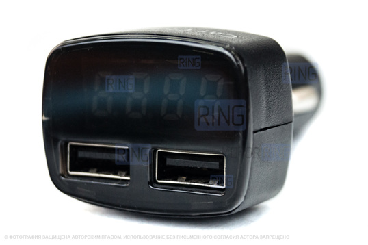 Вольтметр с синей подсветкой в прикуриватель 4 в 1 с функцией зарядного устройства USB