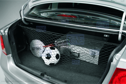 Сетка в багажник автомобиля с карабинами, багажный карман (чёрная, 40*90 см)