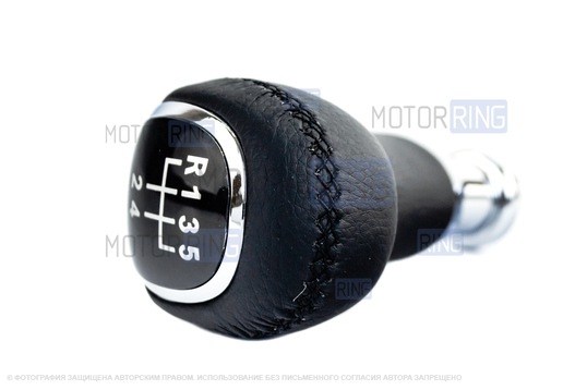Ручка КПП Sal-Man в стиле Весты с пыльником из экокожи с черной строчкой для ВАЗ 2110-2112 с кулисой