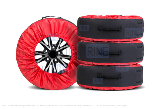Черно-красные чехлы AutoFlex для хранения автомобильных колес размером от 15 до 20 дюймов_1