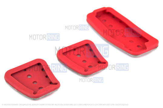 Накладки на педали Sal-Man с красными резиновыми вставками для ВАЗ 2114-2115, Лада 4х4, Нива Легенд, Тревел, Калина, Приора, Гранта, Шевроле Нива, Датсун с МКПП и Е-Газ Рикор