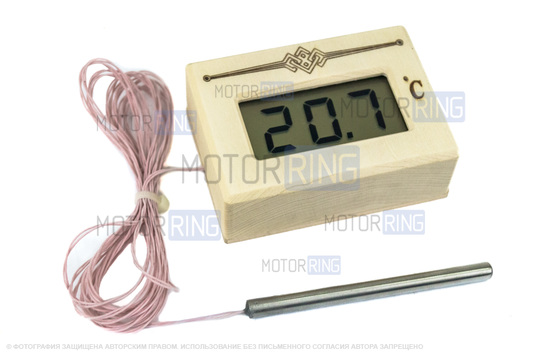Термометр электронный для сауны ТЭС Pt в корпусе из липы с герметичным датчиком_1