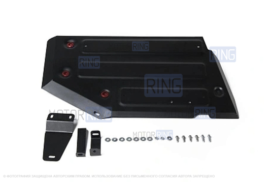 Стальная защита топливного бака АвтоБроня (111.04720.1) 1.8мм под передний привод для Рено Дастер, Аркана, Каптур, Ниссан Террано_1