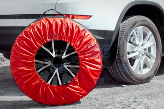 Черно-красные широкие чехлы AutoFlex для хранения автомобильных колес размером от 15 до 20 дюймов 