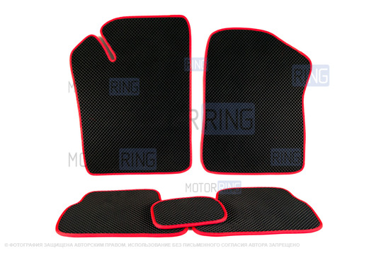ХалявING! Салонные коврики EVA SPC City черный Ромб с красным кантом для ВАЗ 2108-21099, 2113-2115_1