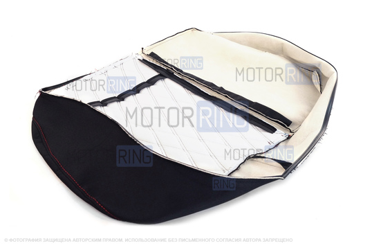 Обивка сидений (не чехлы) черная ткань, центр из ткани на подкладке 10мм с цветной строчкой Ромб, Квадрат для ВАЗ 2111, 2112