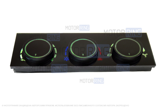 Тюнинг-панель блока управления отопителем с зеленой диодной подсветкой для ВАЗ 2110-2112 с европанелью_1