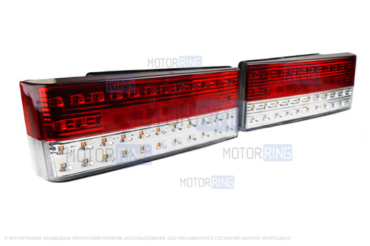 Задние диодные фонари с красно-белые полосой для ВАЗ 2108-21099, 2113, 2114