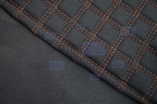 Обивка сидений (не чехлы) черная ткань, центр из ткани на подкладке 10мм с цветной строчкой Ромб, Квадрат для Лада Ларгус 5 мест_1