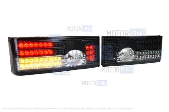 Задние диодные фонари, серые с белой полосой и бегающим поворотником в стиле Лексус для ВАЗ 2108-21099, 2113, 2114_1