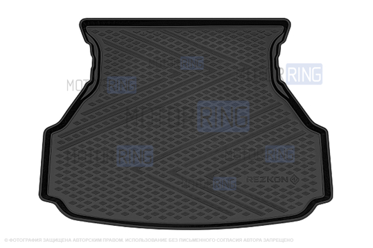 Полиуретановый коврик Rezkon с узором Ромб в багажник для Лада Гранта FL лифтбек с 2018 г.в._1
