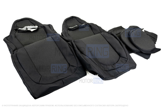 Обивка (не чехлы) сидений Recaro (черная ткань, центр Искринка) для ВАЗ 2108-21099, 2113-2115, 5-дверной Нива 2131