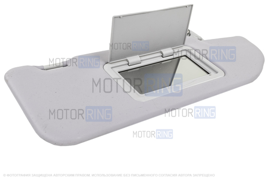 ДефектING! Оригинальный светлый пассажирский солнцезащитный козырек Люкс с зеркалом для Лада Веста, Веста NG (надорвана обшивка)