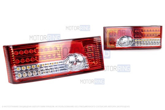 Задние диодные фонари красно-белые для ВАЗ 2108, 2113, 2109, 2114, 21099