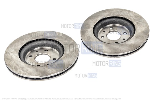 Вентилируемые передние тормозные диски ATC 11186 R15 без насечек и перфорации для Лада Гранта Спорт, Калина Спорт, Калина 2 Спорт