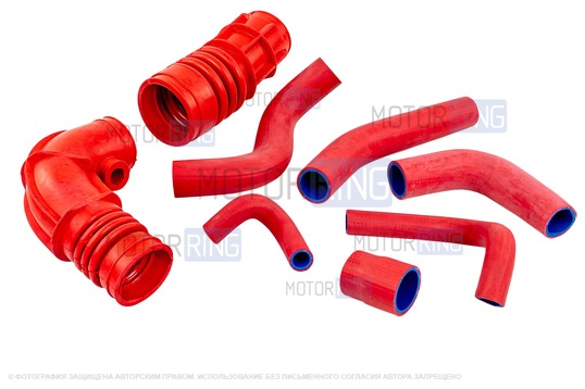 Патрубки двигателя 21073 армированный каучук красные под алюминиевый радиатор для инжекторных ВАЗ 2107_1