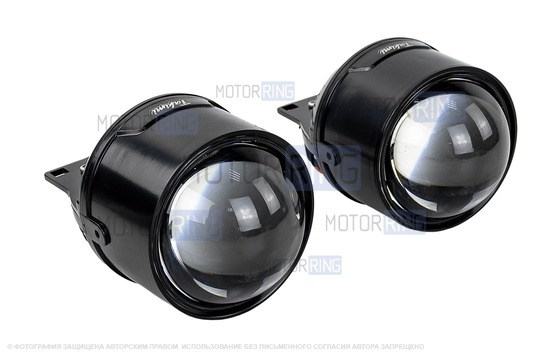 Диодные Bi-Led LENS Takimi GTR Fog 3 дюйма 12В с ближним и дальним светом в ПТФ для Лада Гранта FL, Веста, Веста NG, Икс Рей, Ларгус FL, Нива Урбан, Рено