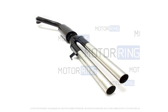 Глушитель DK Pro с бочкой и насадками Doublegun из нержавеющей стали для ВАЗ 2101, 2103, 2105, 2106, 2107_1