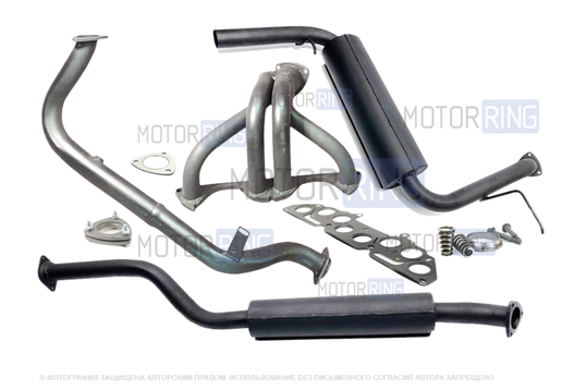 Выпускной комплект DK Pro (паук 4-1, резонатор с бочкой, глушитель Комфорт) для 3-дверной Лада 4х4 (Нива)_1