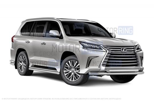 Защита порогов PT Group окантовка 51мм из нержавеющей стали для Lexus 450D с 2015 г.в._1