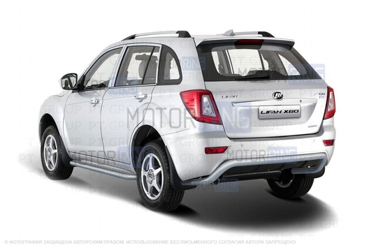 Защита заднего бампера PT Group 51мм серебристая (Искра) для Lifan X60 2012-2016 г.в._1