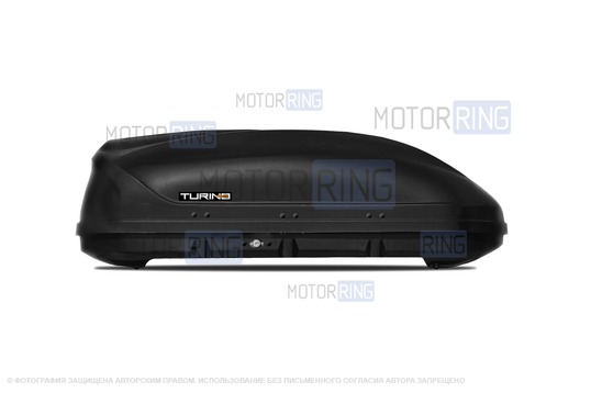 Аэродинамический двусторонний бокс-багажник PT Group Turino Compact черный (360л) на крышу_1