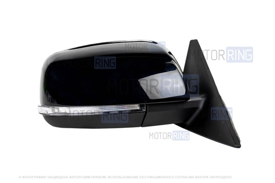 Правое механическое зеркало заднего вида ПТИМАШ (образца 2013 года) с повторителем поворотника, антибликом и обогревом для Лада Приора_1