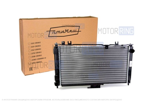 Радиатор охлаждения двигателя ПТИМАШ под кондиционер HALLA для Лада Гранта, Калина 2, Датсун до 2016 г.в._1