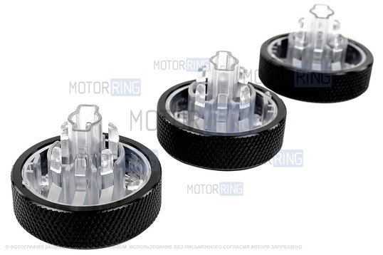 Металлические ручки регулировки блока отопителя с кольцом черный лак для Лада Ларгус, Рено Логан, Сандеро, Дастер, Ниссан Альмера