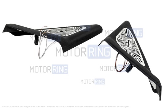 Уголки зеркал в стиле Бурмистрс с синей LED подсветкой для Лада Приора