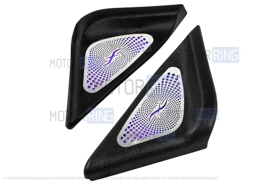 Уголки зеркал в стиле Бурмистрс с фиолетовой LED подсветкой для Лада Приора