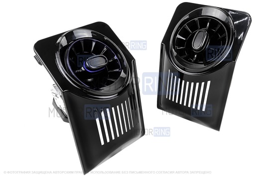 Регулируемые дефлекторы AMG-Style с синей подсветкой в черных лаковых переходниках для ВАЗ 2104, 2105, 2107_1