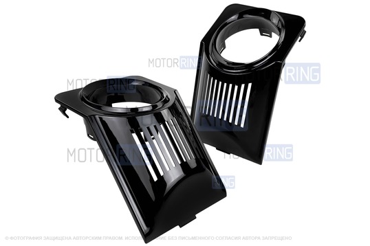 Регулируемые дефлекторы AMG-Style с синей подсветкой в черных лаковых переходниках для ВАЗ 2104, 2105, 2107