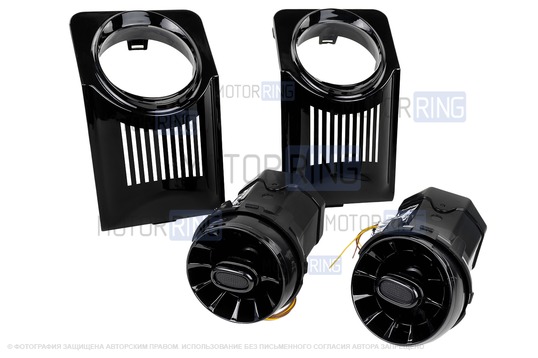 Регулируемые дефлекторы AMG-Style с красной подсветкой в черных лаковых переходниках для ВАЗ 2104, 2105, 2107