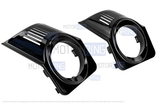 Регулируемые дефлекторы AMG-Style с красной подсветкой в черных лаковых переходниках для ВАЗ 2104, 2105, 2107