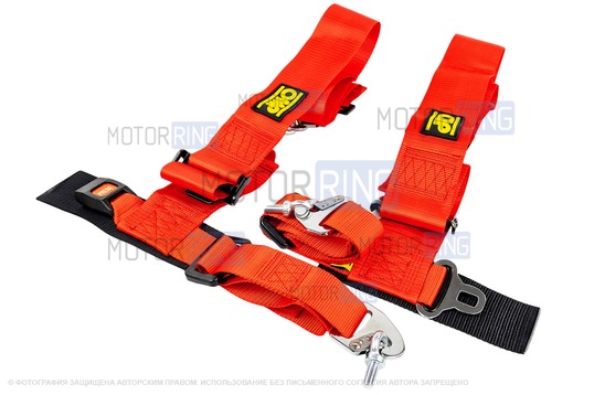 Ремни безопасности 4-точечные Street OMP Style красные_1