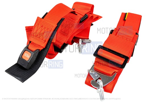 Ремни безопасности 4-точечные Street OMP Style красные