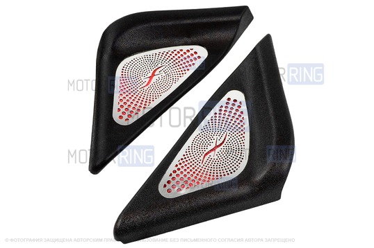 Уголки зеркал в стиле Бурмистрс с красной LED подсветкой для Лада Приора