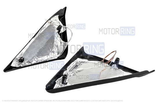 Уголки зеркал в стиле Бурмистрс с красной LED подсветкой для Лада Приора