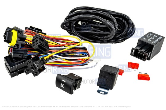 Комплект подключения противотуманных фар ML Auto Light Technology, ПТФ Sal-Man 65W с рамками для Лада Веста NG Кросс